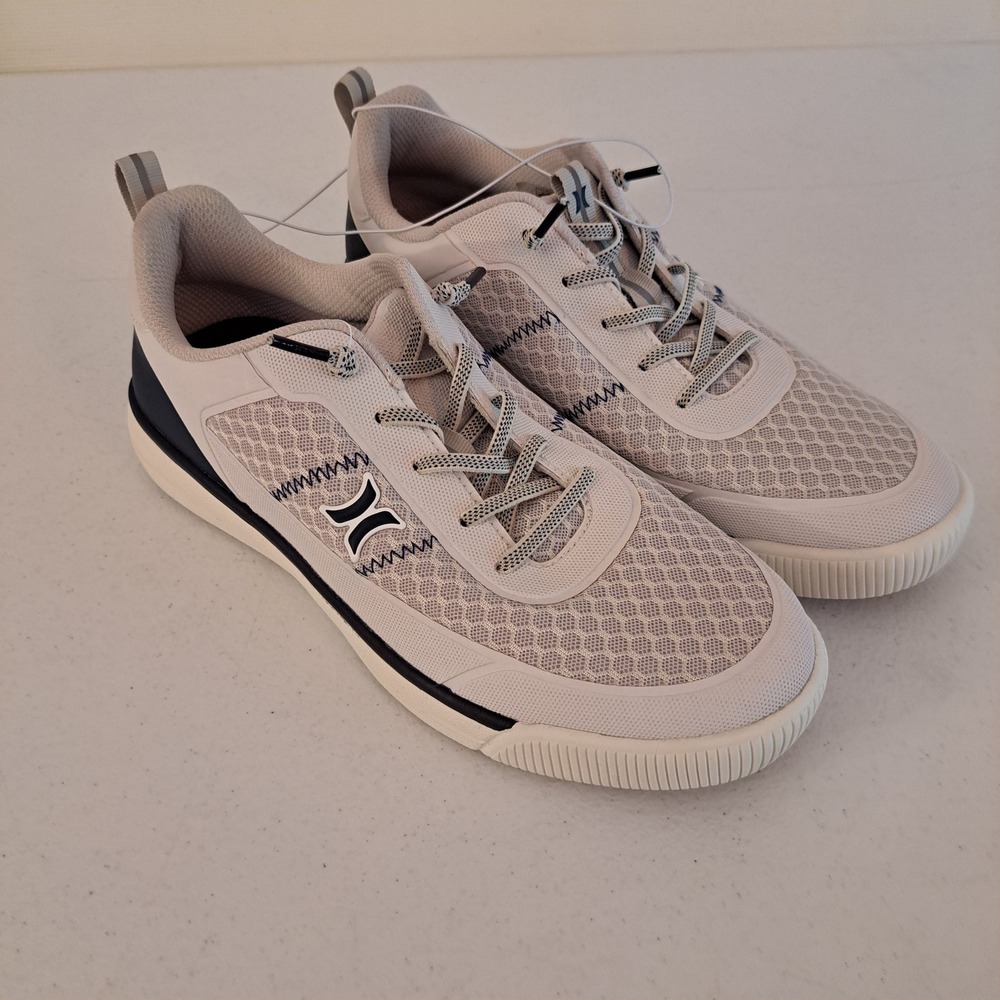 Hurley Low Top Sneakers Mens 10 Off-White Navy New Mesh Lace Up Sporty 1266-567